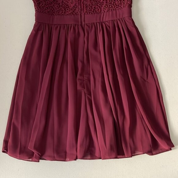 Lulus Angel in Disguise Burgundy Lace Skater Dress - Lace Mini - Small - Picture 7 of 15